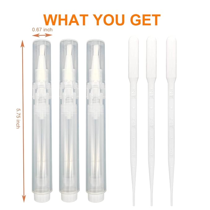 URGINO Cuticle Oil Pen, 3 Pack, Refillable (White)