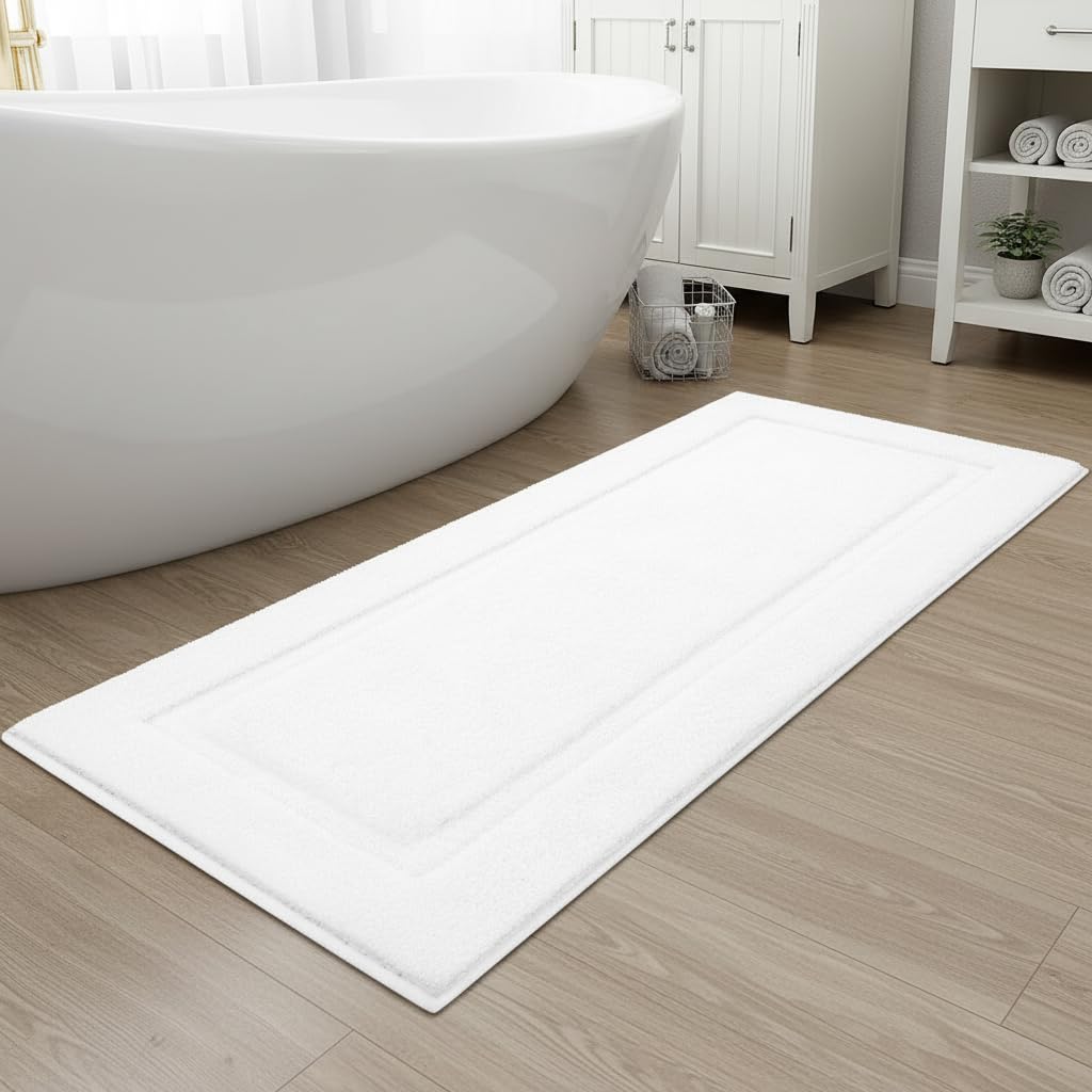 SHACOS Soft Microfiber White Bathroom Rugs Sets 2 Pieces 32x20 inch