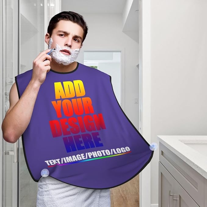 Custom Beard Apron for Men Personalized Gift with Name Image Picture Text Beard Shave Cape Customized Beard Trimming Catcher Bib for Bathroom Lilac