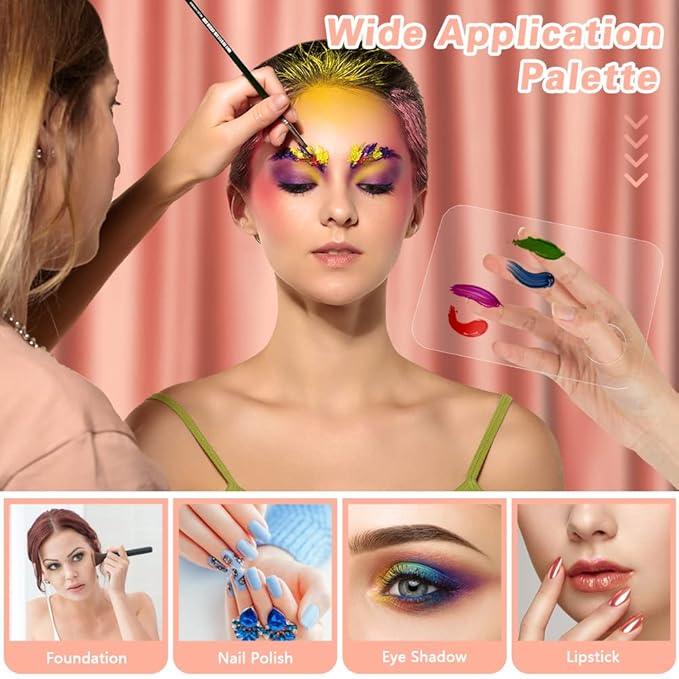 Aolso Acrylic Cosmetic Makeup Palette, Mixing Tray with Makeup Spatula&Leather Case, Professional Cosmetic Mixing Palette for Beauty Salon Mixing Eye Shadow/Lipsticks/Nail Art/Foundation