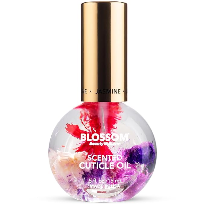 Blossom Cuticle Oil for Nails, Hydrating, Moisturizing, Scented Nail Oil Cuticle Care, Infused with Real Flowers, Made in USA, 0.5 fl. oz, Jasmine