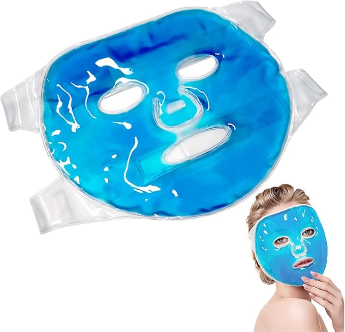 SportEmblema Ice Face Mask - Cooling Gel Face Mask for Puffy Eyes & Headache Relief, Hot Cold Therapy Compress for Facial Skincare, Post Laser Treatment, Sinus Pressure & Migraine, Reusable