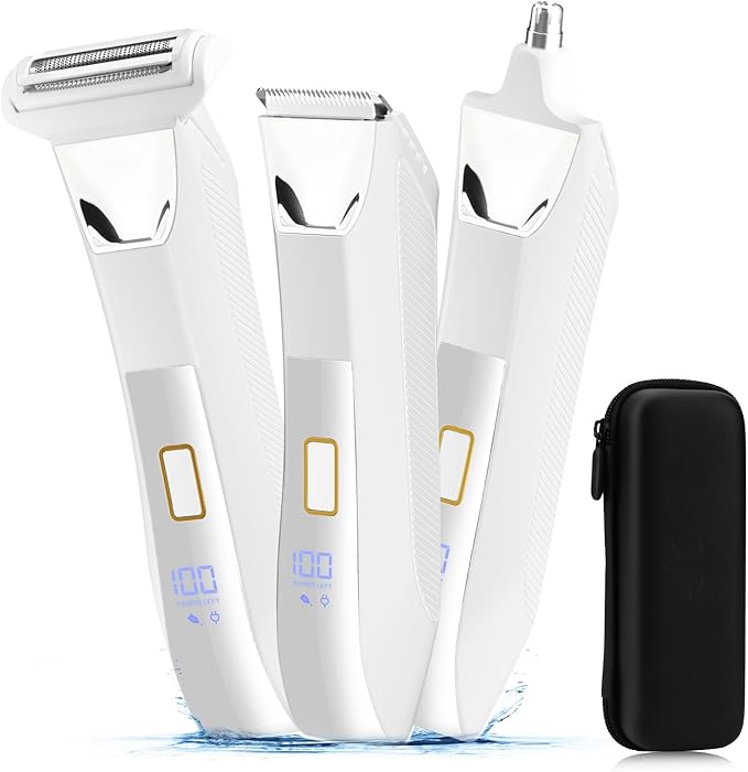 Manscape Body and Ball Trimmer for Men, 3-in-1 Pubic Groin & Nose Hair Trimmer, Ball Shaver & Body Groomer, Wet/Dry Electric Razors for Smooth Shaving, IPX7 Waterproof with Travel Case