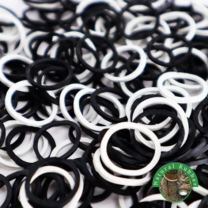 Beauty Town 1000 Pcs Rubber Bands - Soft Elastic Hair Accessories, Braids Mini Ties, No Damage Stretchy Bands for Hair (4-Packs) (Black & White)