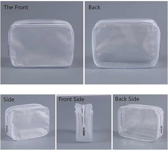 BEFORYOU 6 Pack Clear Toiletry Carry Pouch, White, Small TSA Approved