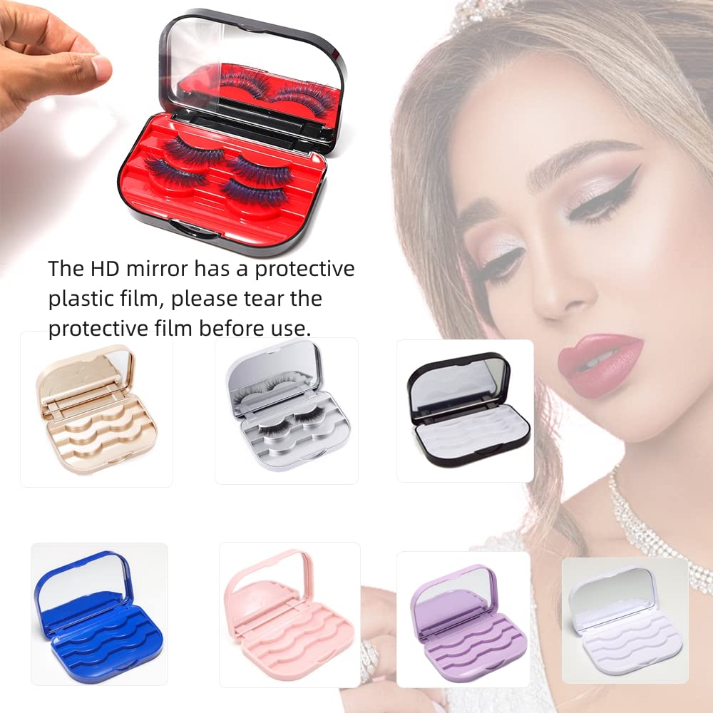 False Eyelash Storage Case with Mirror, Empty Travel Lash Organizer Box