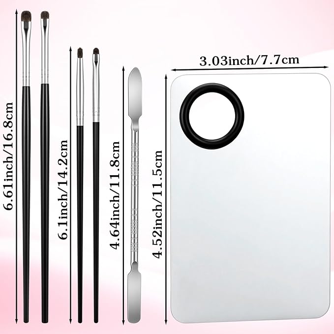 Hadnves Makeup Mixing Palette and Eye Shadow Brushes Set, Makeup Palette with Spatula for Facial Cosmetic Nail Art Pigment Blending, Eyeshadow Makeup Blending Brushes for Concealer Eyebrows Eyeliner