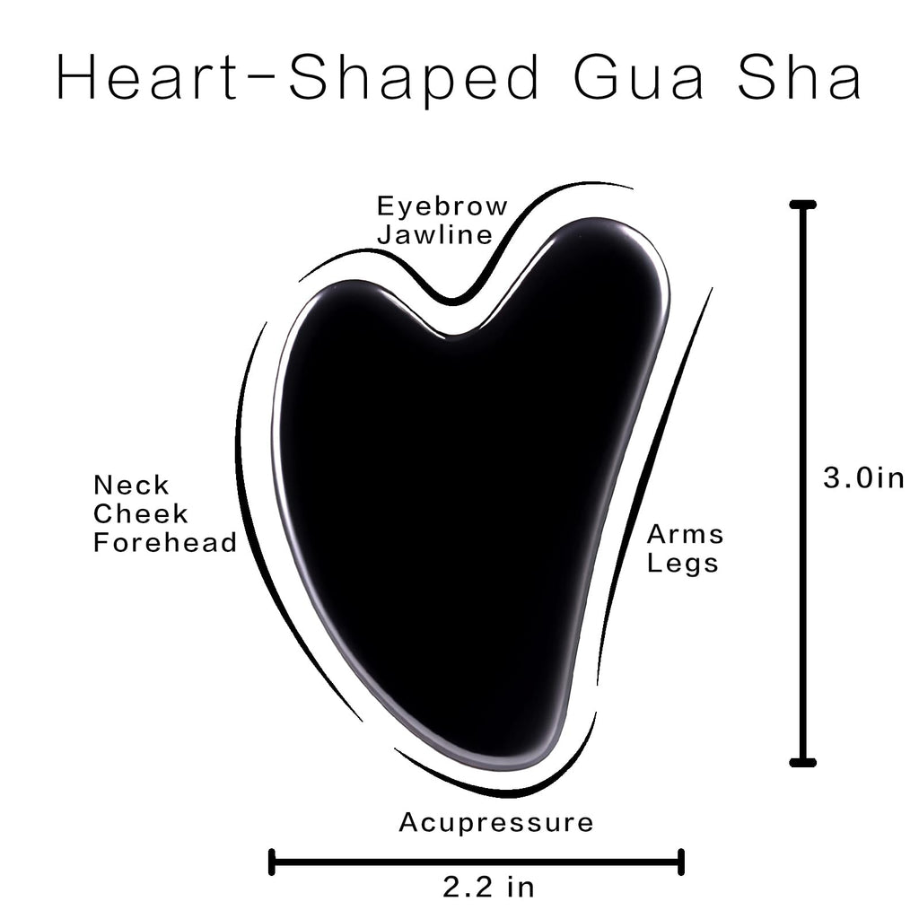 Contrybox Gua Sha Facial Tools, Obsidian Guasha Tool for Face & Eye Gua Sha Stone for Puffiness Reducing & Jawline Sculpting Face Stone Gua Sha Tools for Skin Care Woman GuaSha Stone Tool, Black