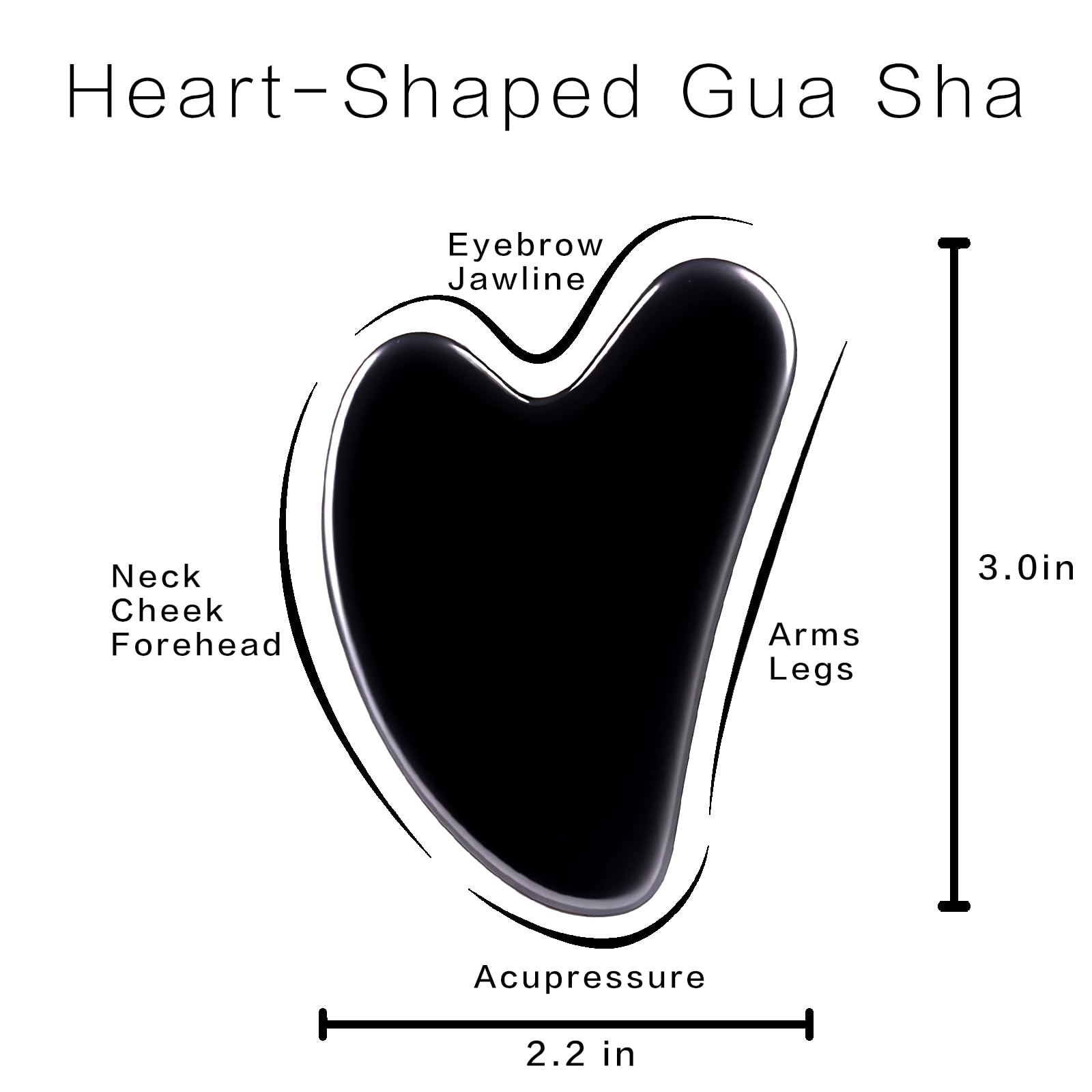 Contrybox Gua Sha Facial Tools, Obsidian Guasha Tool for Face & Eye Gua Sha Stone for Puffiness Reducing & Jawline Sculpting Face Stone Gua Sha Tools for Skin Care Woman GuaSha Stone Tool, Black