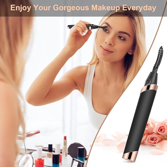 Heated Eyelash Curler, Electric Eyelash Curler, Rechargeable Lash Curler for Makeup Natural Curling Eye Lashes and 24 Hours Long Lasting - Black 2026 Updated New Model