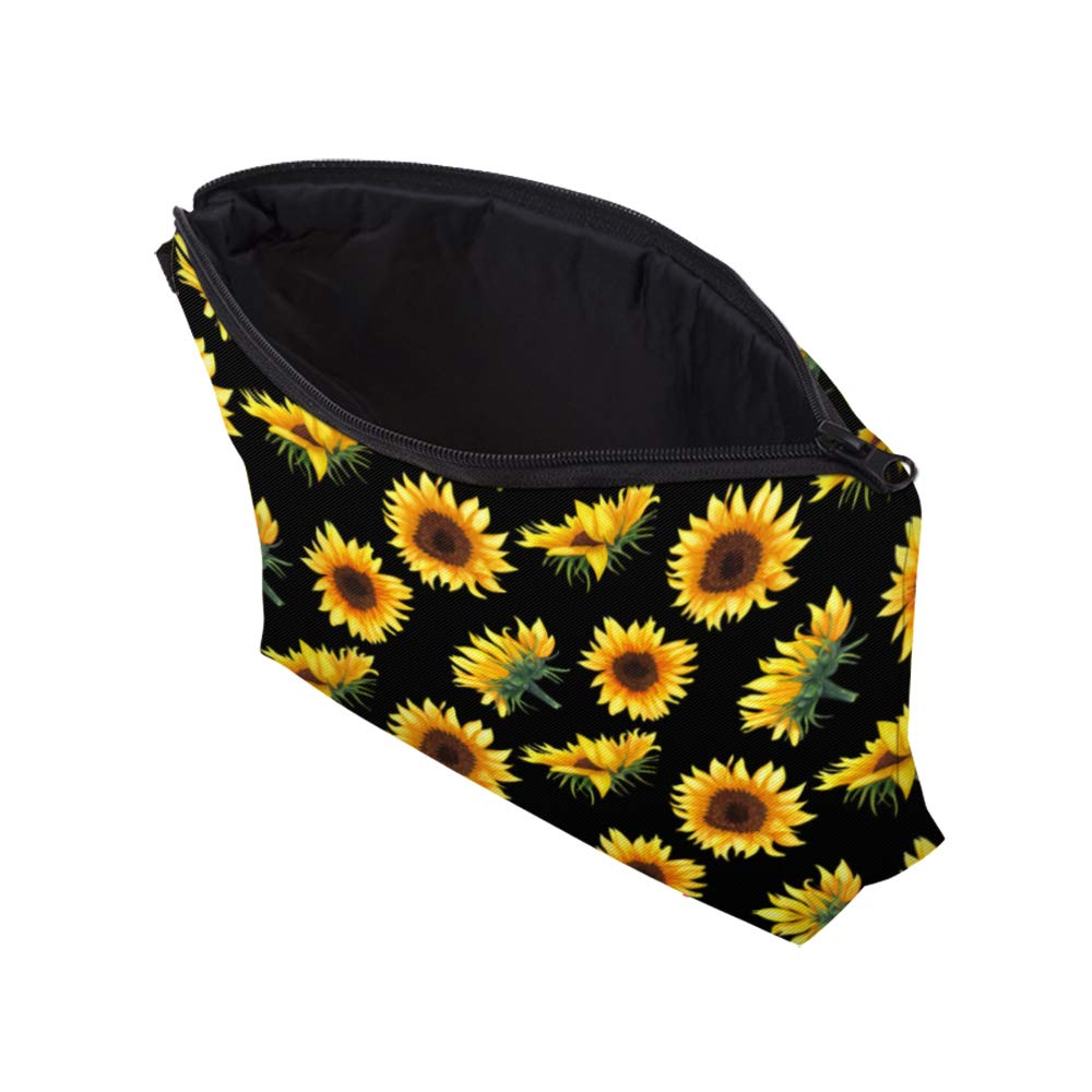 Deanfun Makeup Case Small, Cosmetic Zipper Bag Waterproof for Purse Mini, Women Cute Traveling Accessories Pouch for Ladies Thanksgiving Gifts(Sunflower D2-52355)