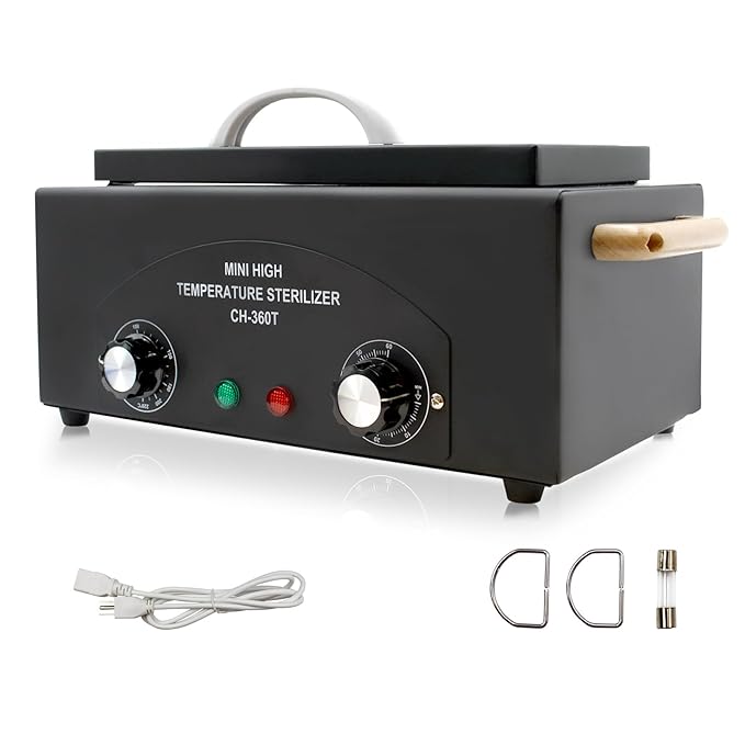 Vevitts High Temperature Metal Tool Cleaning Box, 110V 300W 1.5L with Timer Manicure Pedicure SPA Salon Barber Equipment for Sundry Beauty Hair Nail Metal Tools with Handle