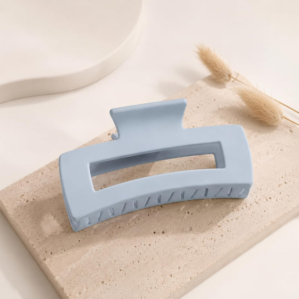 TOCESS Light Blue Claw Clip, 8PK 4 inch Large Matte Square Jumbo Hair Clips for Thick, Thin, Long, Short, Curly Hair Girls, Big Jaw Clip Set for Women (Baby Blue)