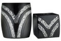 Zahari Home 2pc Sinatra Black Modern Bath Accessories Set Waste Basket & Tissue Box Modern Decorative Beautiful Designs Bathroom Decor Set for Home Luxury Bath Set Mosaic Glass