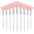9 Pieces Facial Fan Mask Brushes, Soft Facial Applicator Brushes Tools for Peel Glycolic Makeup for Mud Cream(Pink, White)