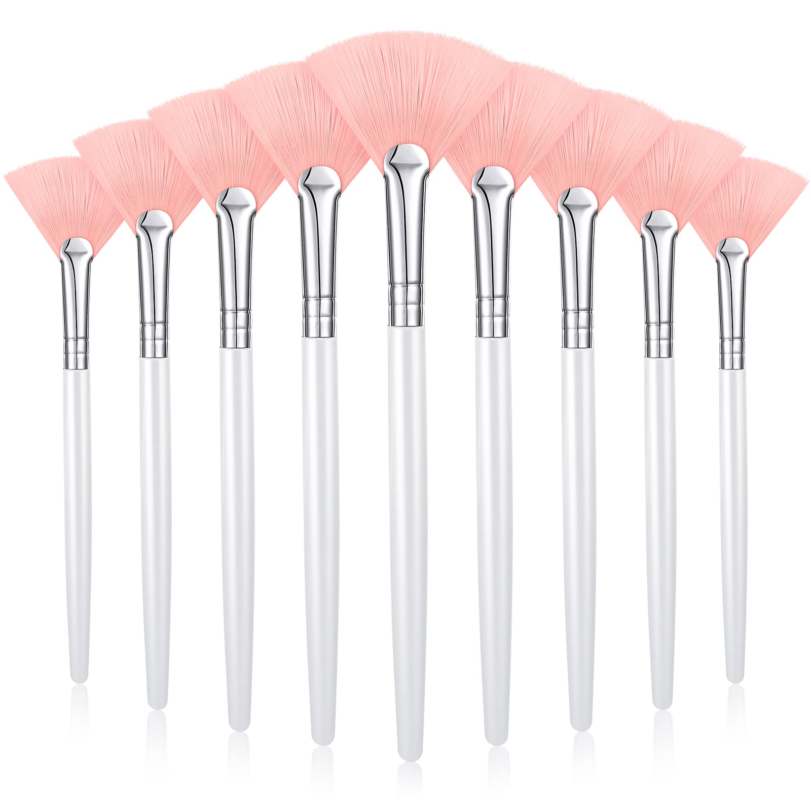 9 Pieces Facial Fan Mask Brushes, Soft Facial Applicator Brushes Tools for Peel Glycolic Makeup for Mud Cream(Pink, White)