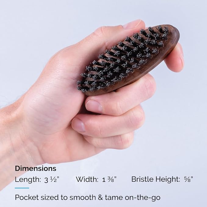 ZEUS Vegan Beard Brush for Men, Soft Bristle Pocket Grooming Tool (N73)