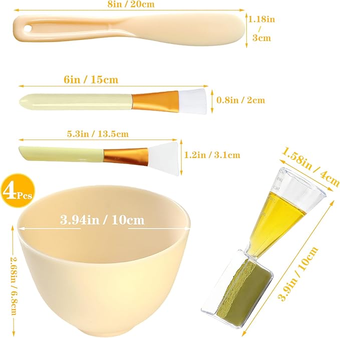 Silicone Face Mask Mixing Bowls - Microwave & Freezer Safe, Non-Stick Esthetician Bowls (Yellow)