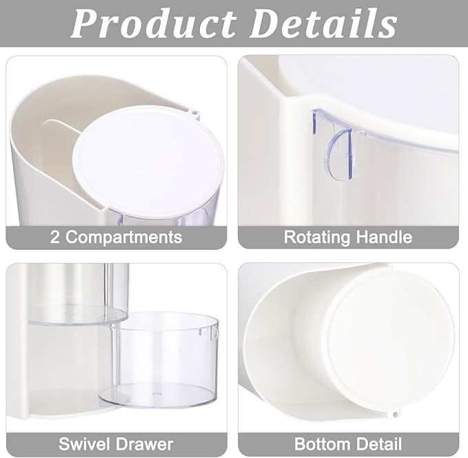 GUSHBIN Rotating Hair Accessories Organizer with Comb Holder Plastic Hair Clips Storage Container Cosmetic Storage Box for Makeup Sponge Brush, 3-Layer White
