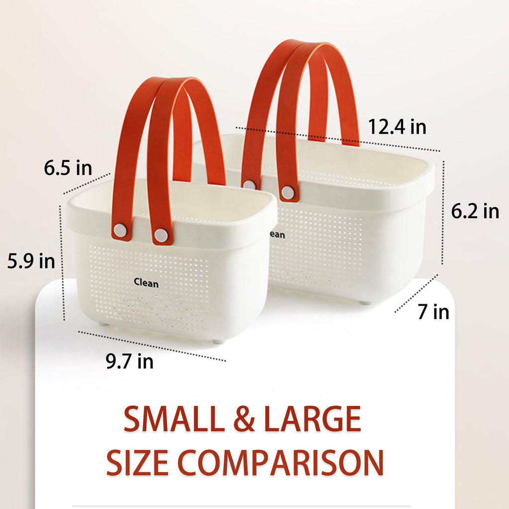 Portable Shower Caddy Basket with Handle Plastic Storage Basket Small White