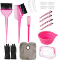 MOONMINI Hair Dye Color Brush and Bowl Set, Color Bowl Brushes Tool Mixing Bowl Kit Tint Comb for Hair Tint Dying Coloring Applicator (Gray&Pink)