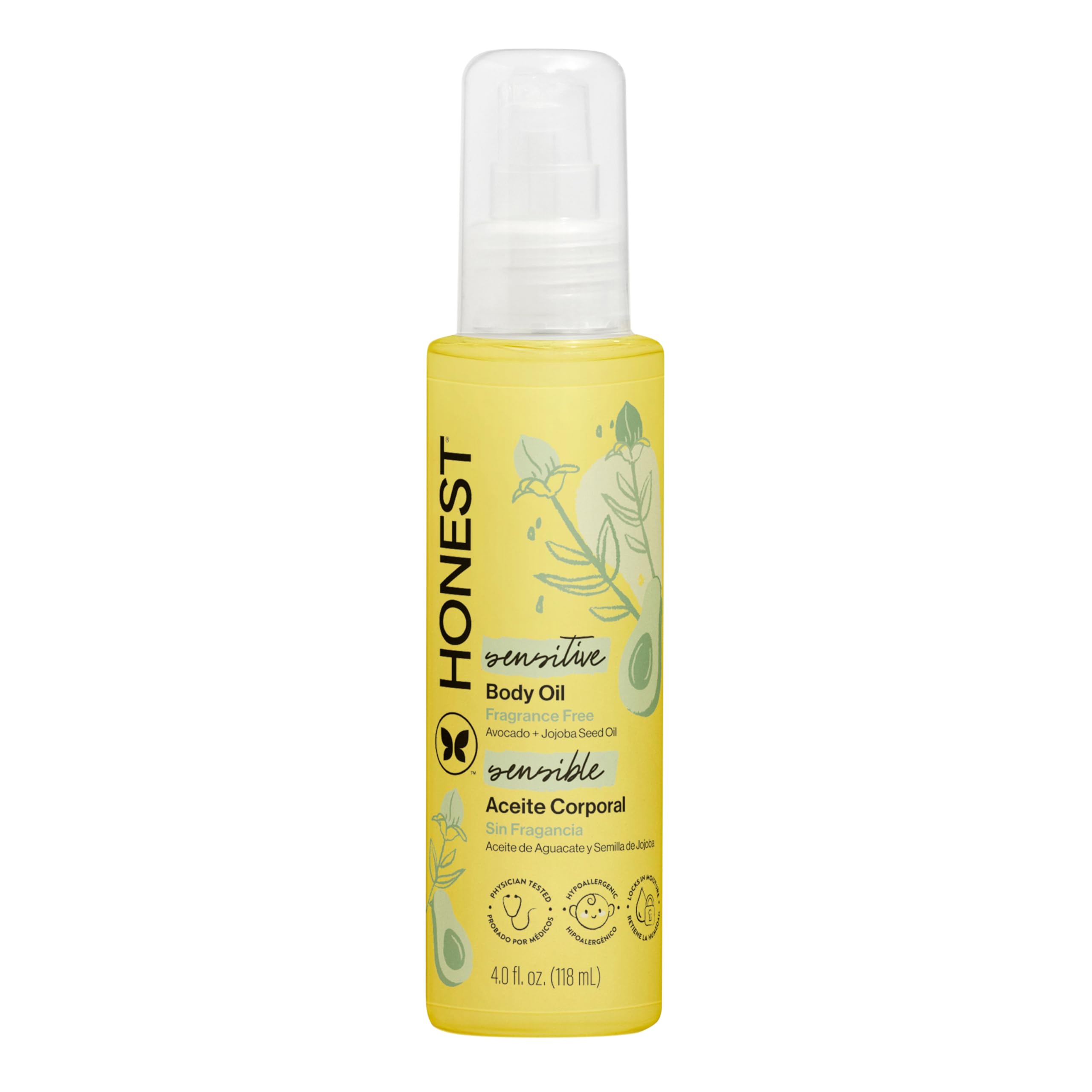 The Honest Company Body Oil, Hypoallergenic, Fragrance-Free, 4.0 fl oz