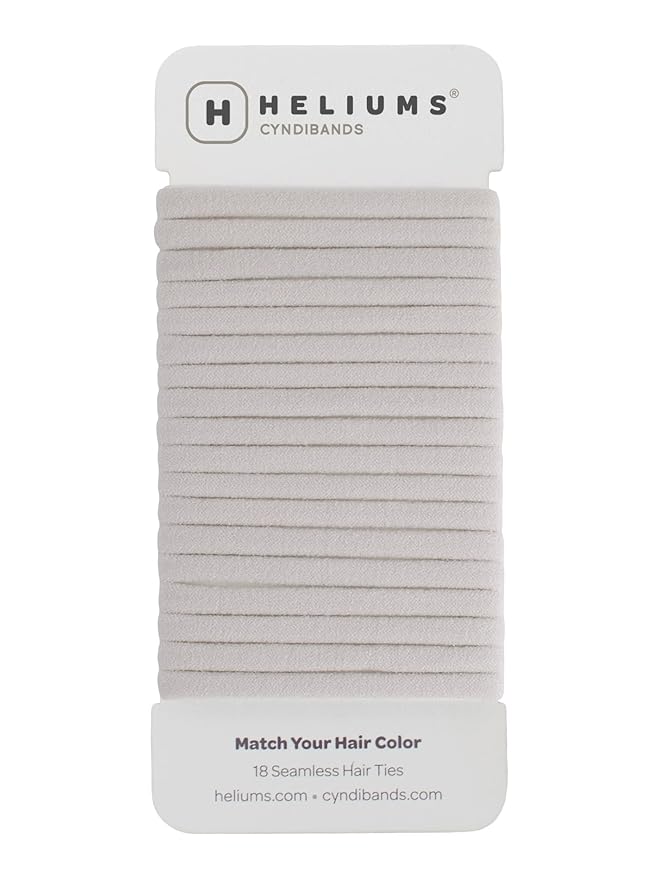 Heliums Thin Seamless Hair Ties - Ash Blonde - 6mm Nylon No Damage Ponytail Holders, 1.75 Inch, Medium Hold for Thin to Normal Hair - 18 Pack