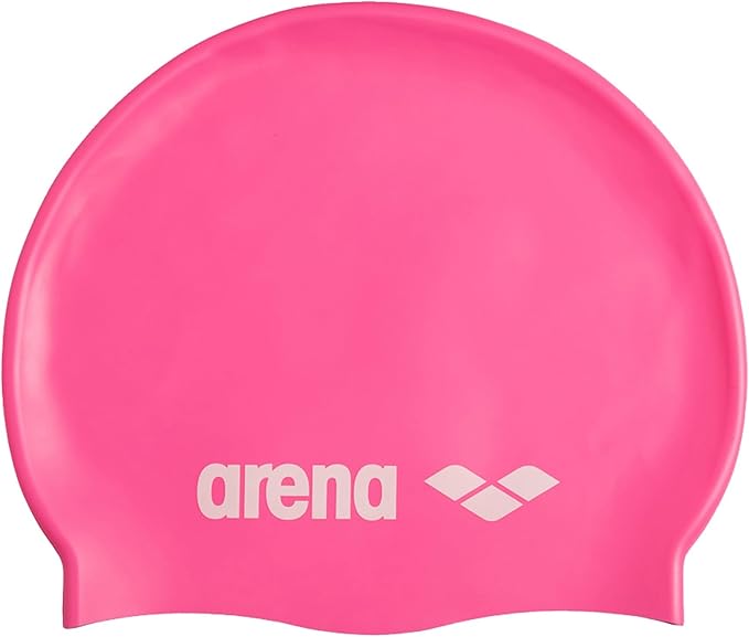 Arena Classic Unisex Soft Silicone Swim Cap for Women and Men, Intensive Training and Racing Comfortable Non-Slip Long Hair Swimming Hat, Bright Pink