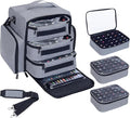 UOZL Nail Polish Organizer Case Hold 90 Bottles with 3 Detachable Bag,Grey