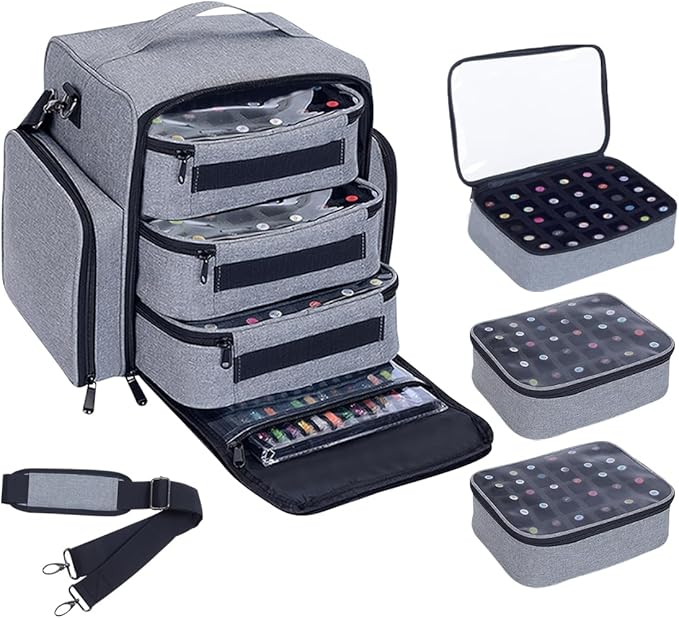 UOZL Nail Polish Organizer Case Hold 90 Bottles with 3 Detachable Bag,Grey