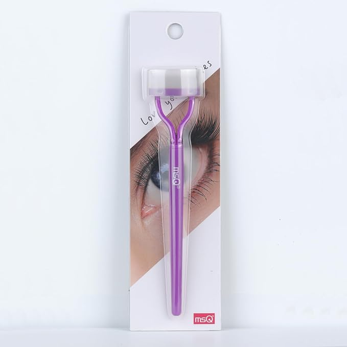 Eyelash Comb Eyebrow Brush MSQ Eyelash Separator Mascara Applicator Eyelash Definer With Comb Cover Arc Designed Cosmetic Brushes Tool (Purple)