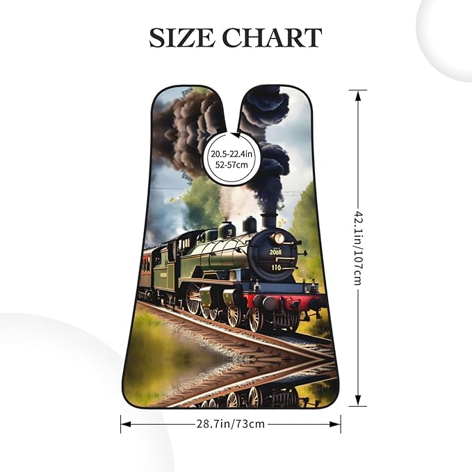 NOUZU Steam Little Train Print Beard Bib Apron For Men, Beard Hair Catcher For Men Shaving Trimming,Beard Cape Cloth, Black