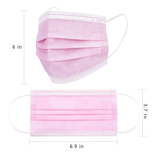 Borje Pink Disposable Face Mask 100 Pcs Pink Face Masks 3 Ply Protection Masks