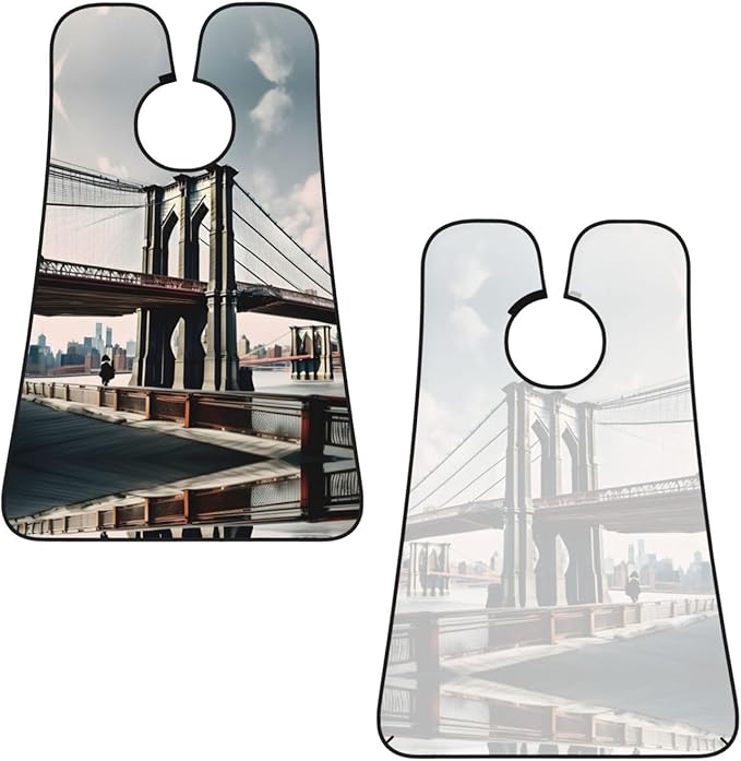 NOUZU Brooklyn Bridge S Print Beard Bib Apron For Men, Beard Hair Catcher For Men Shaving Trimming,Beard Cape Cloth
