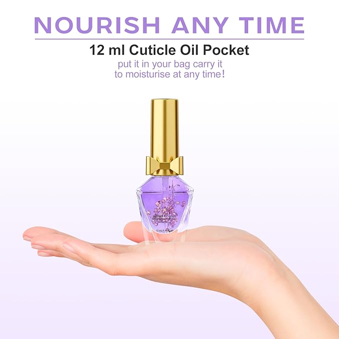 Cuticle Oil, Cuticle Nail Oil Infused with Real Flowers, Lavender 12ml