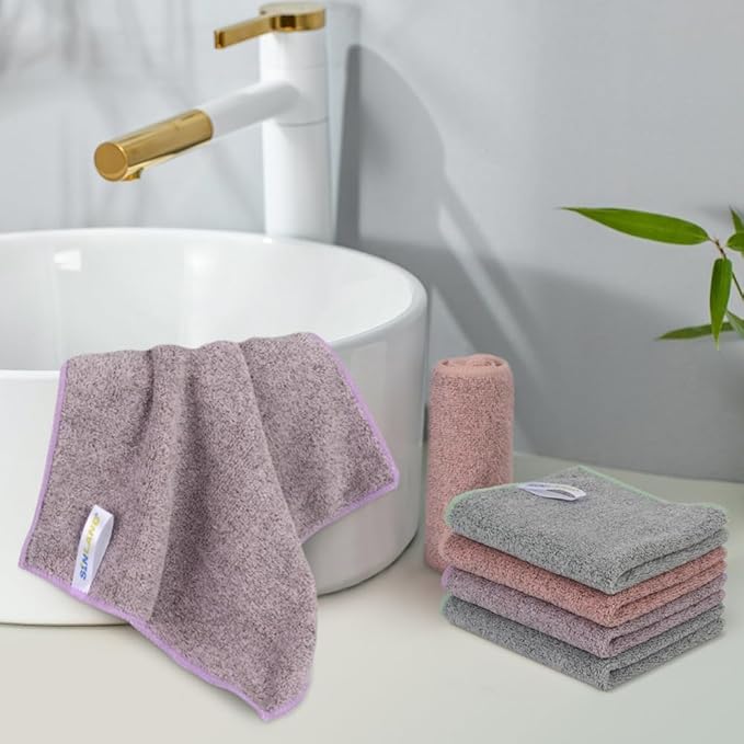 SINLAND Microfiber Face Cloths Highly Absorbent Washcloths Soft Feel Fingertip Towels Multi-Purpose Wash Cloths for Bathroom, Gym, Hotel, Spa and Kitchen, 12Inch x 12Inch