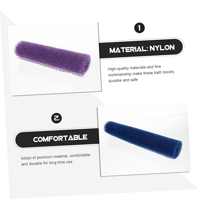 FOYTOKI 3pcs Bathroom Towels Back Scrubbers Exfoliating Bath Cloth Wash Massage Mitts and Long Straps for Back Rubbing