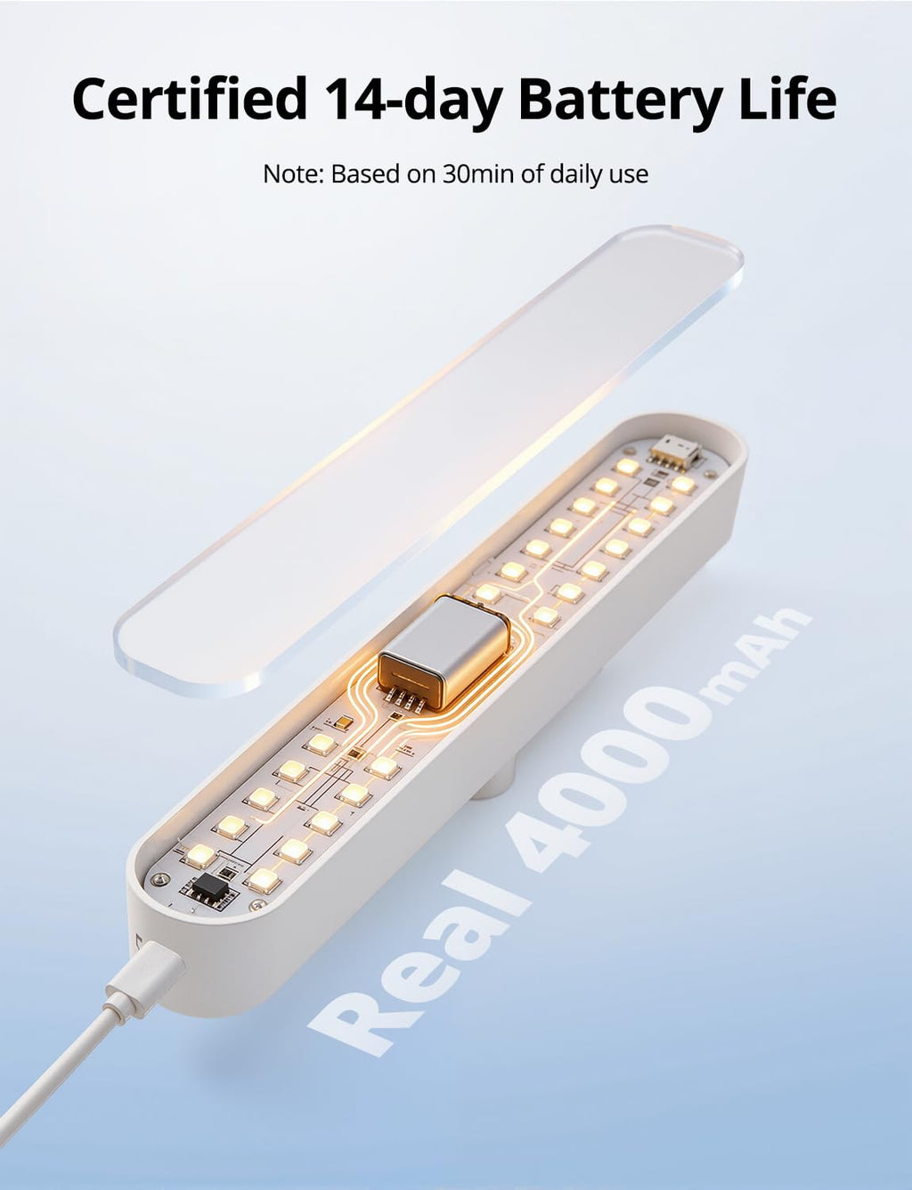 Combuh Rechargeable Makeup Light Bar LED Stick on Vanity Lighting for Mirror, 11Inch Super Bright 14 Days Long Last Battery Operated Wireless Attachable Wall Lamp for Bathroom Dresser Counter