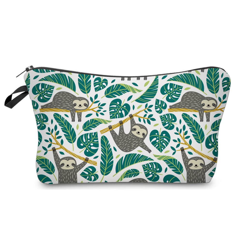 Deanfun Makeup Case Small, Cosmetic Zipper Bag Waterproof for Purse Mini, Women Cute Traveling Accessories Pouch for Ladies Thanksgiving Sloth D2-51476