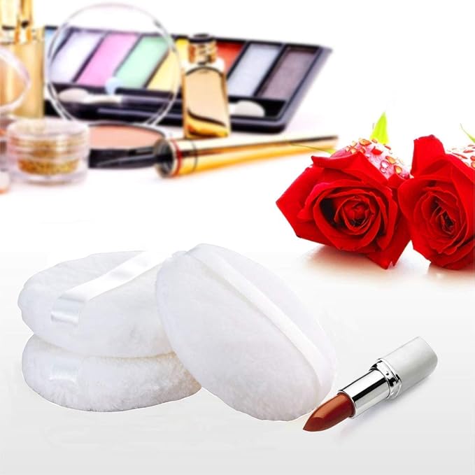 Large Loose powder Puff, 4.3'' XL Body Puff with Ribbon (10.9cm) (5PCS)
