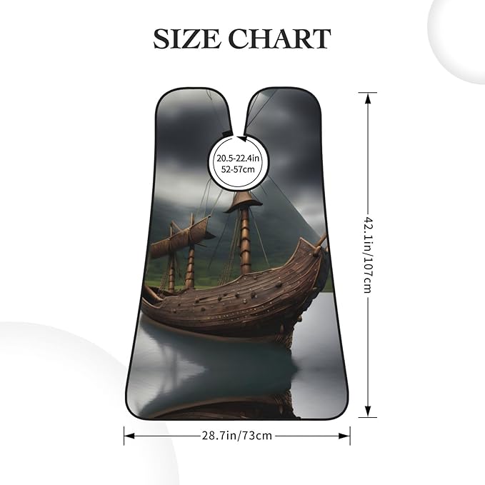 Viking Boat Print Beard Bib Apron For Men, Beard Hair Catcher For Men Shaving Trimming,Beard Cape Cloth