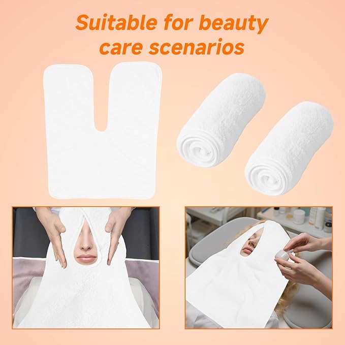 3Pcs Facial Towels for Estheticians, Soft Absorbent Microfiber Soft Spa Towel for Skincare, Massage U Shaped Spa Towel(Beige,3Pcs)