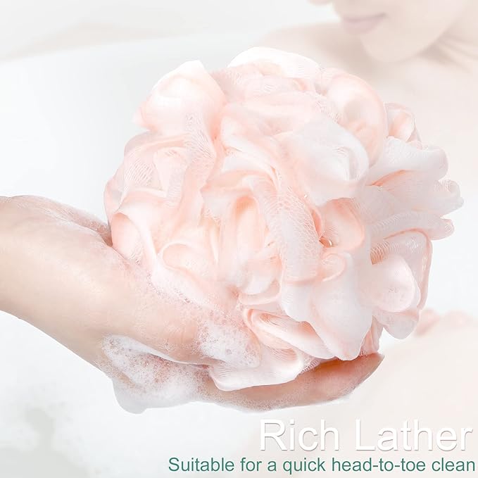 Shellwei 48 Pack Bath Sponge Shower Loofahs Bulk Pack 50g Soft Net Body Scrubber Shower Pouf Sponge Ball Body Mesh Pouf Exfoliating Bath Scrunchies for Men and Women