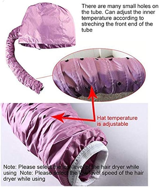 Bonnet Hair Dryer Attachment, Foldable Hair Dryer Cap, Portable Soft Hair Drying Salon Cap with Heat for Hair Treatment (Silver)