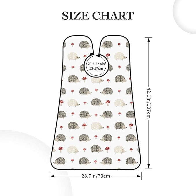 Adjustable Non-Stick Beard Apron, Hair Catcher Cape for Shaving Grooming, Waterproof with Suction Cups Men, Red Mushrooms Autumn Hedgehogs Shave Bib