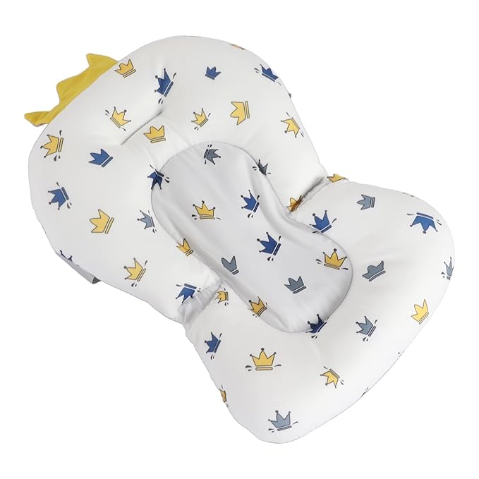 GOTOTOP Baby Bath Cushion Infant Bath Support Pillow Floating Pad for Newborns 0-12 Months with 3 Buckle Safety Straps Adjustable Head Neck Support Soft