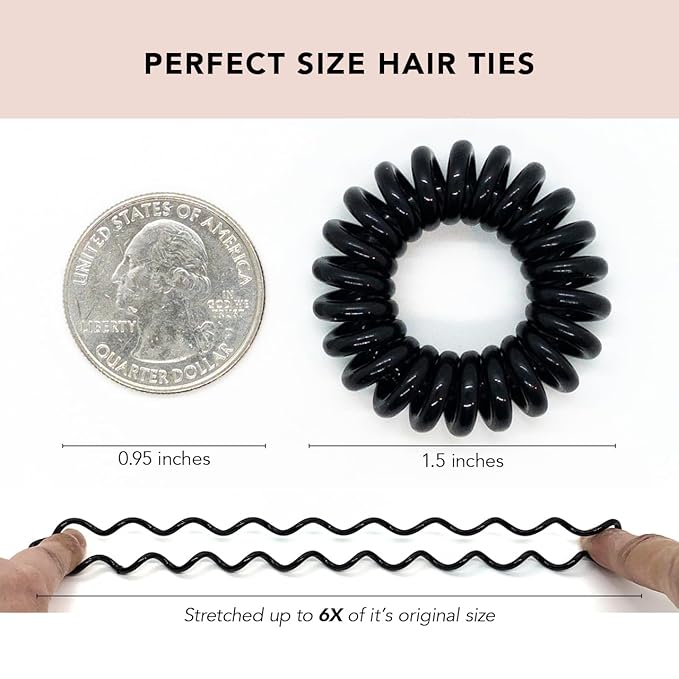 Kitsch Spiral Hair Ties for Women – Coiled Plastic Hair Ties No Damage, Ponytail Holders for Thick and Thin Hair – Creaseless and Dent-Free, Phone Cord Style - Brunette, 4 Pcs