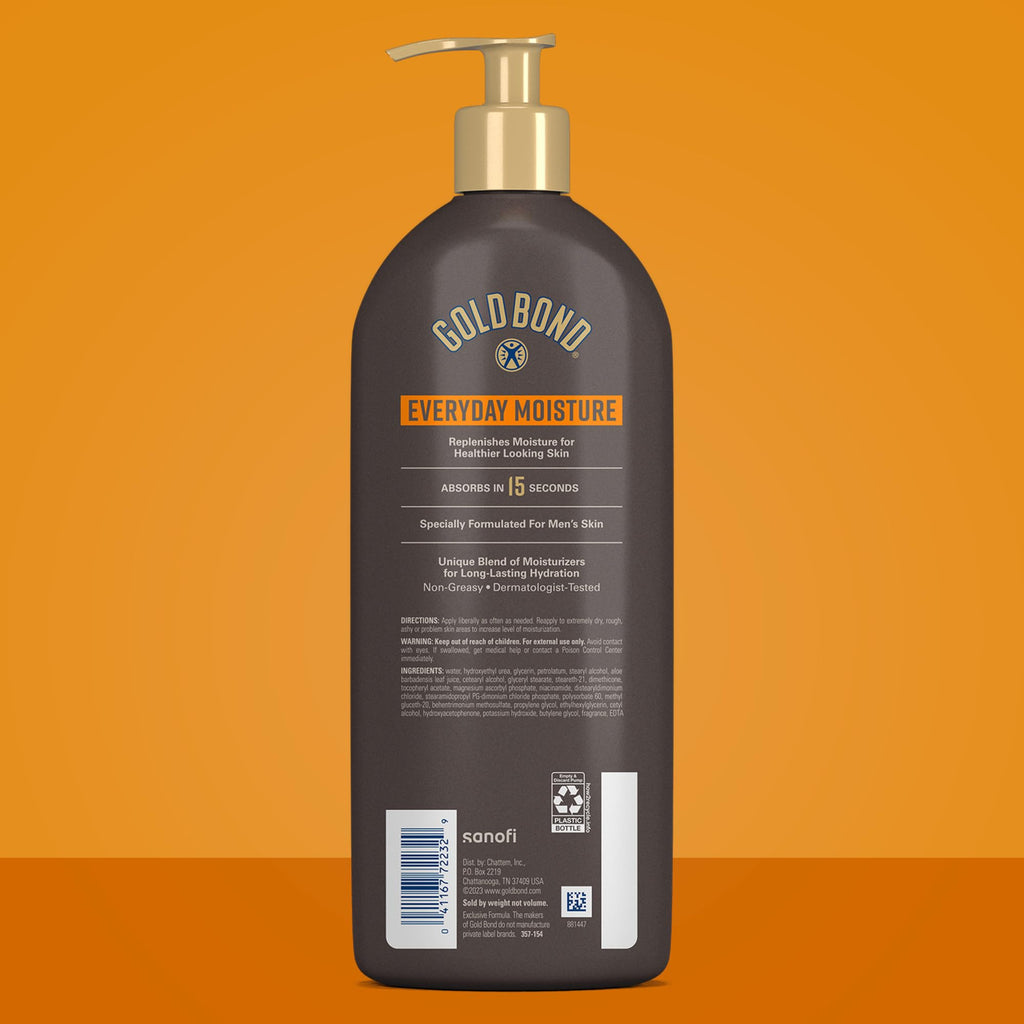 Gold Bond Men's Essentials Everyday Moisture Daily Body & Hand Lotion With Vitamin C, Hydrating Lotion Formulated for Men's Dry Skin, Value Size, 24 oz.