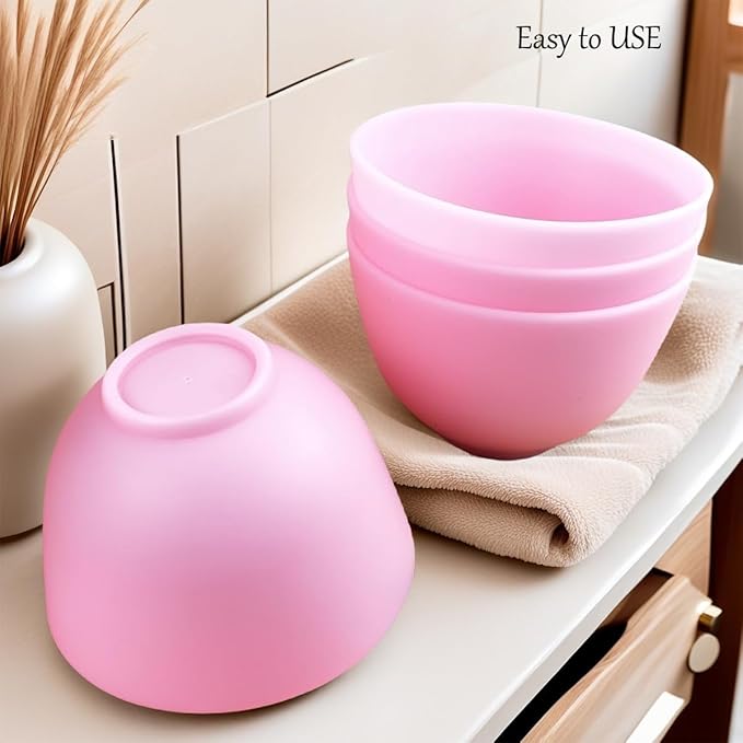 6 Pack Silicone Face Mask Mixing Bowls - Microwave & Freezer Safe, Non-Stick Esthetician Bowls for DIY Skincare, Clay Masks, Hair Color, 3.3-inch Esthetician Supplies(Pink)