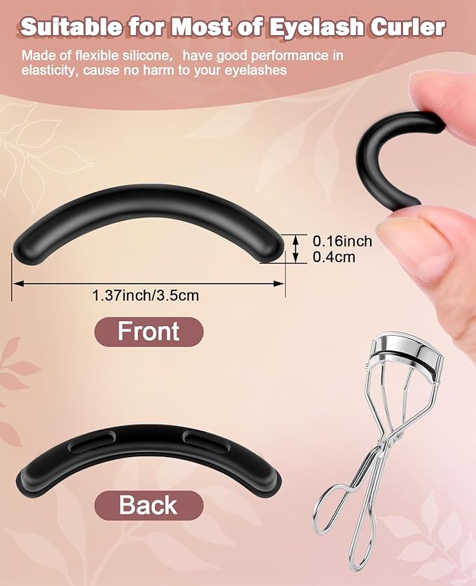 100 Pcs Eyelash Curler Refill Pads, Silicone Rubber Eye Lash Curler Replacement Refills Thick for Universal Eyelash Curlers,Black